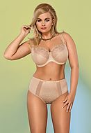 Full cup bra, sheer lace, wide shoulder straps, B to K-cup